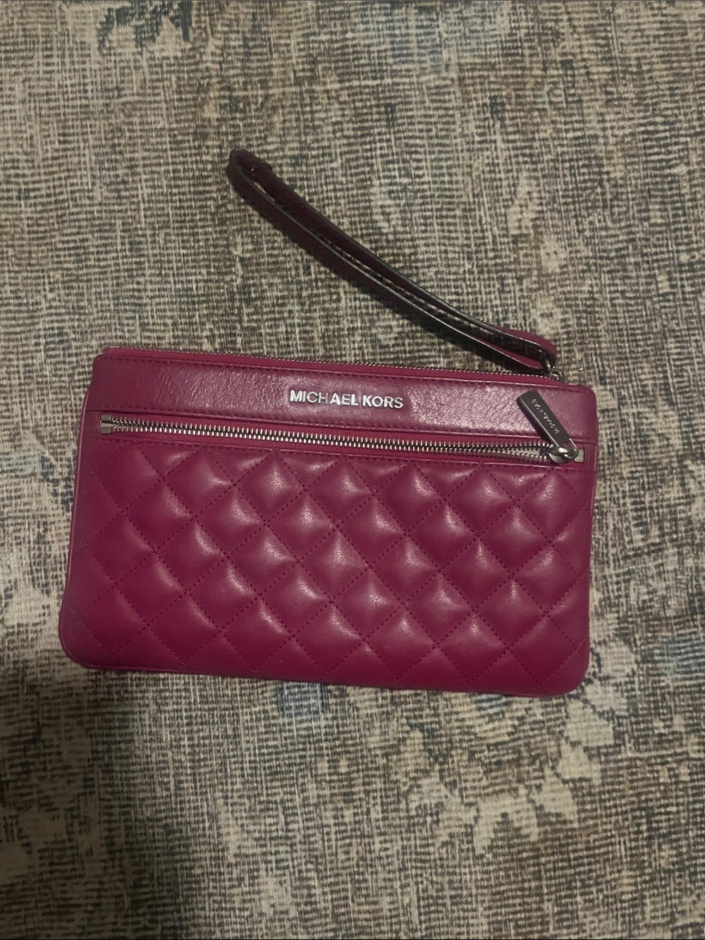 Michael Kors Quilted Wristlet Clutch - Magenta